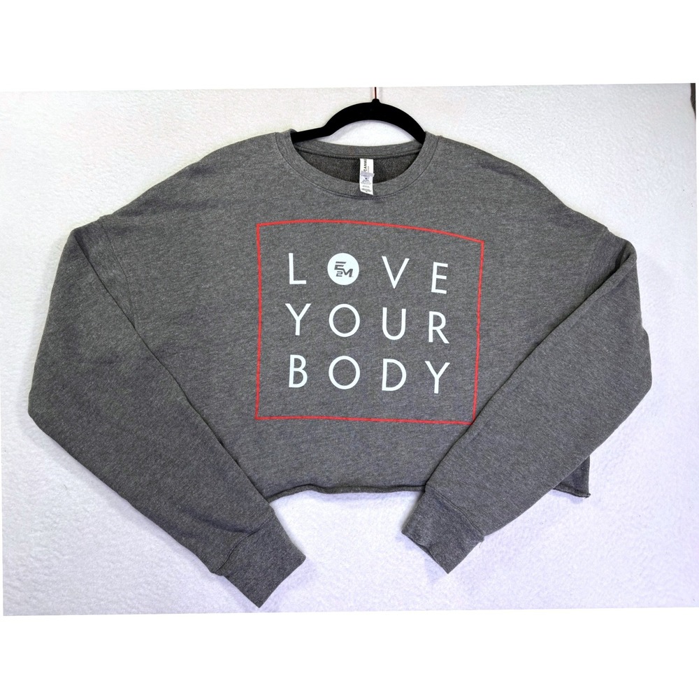 Bella + Canvas Love Your Body Cropped Sweatshirt Gray Graphic Fleece Medium